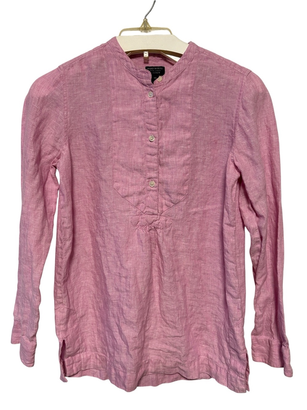 J.CREW Baird McNutt Irish 100% Linen Pink Blouse Size 00 Lightweight Top